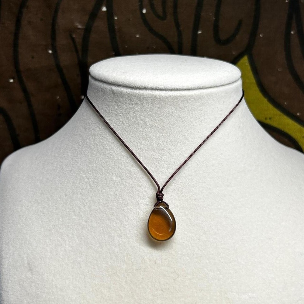 cottagecore dainty smoky topaz adjustable earthy cord czech glass boho chic